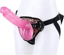 Dubbelanvändningsdildo bärbara bältesbyxor 20 cm (8,27 tum) dildo för par och flickor (färg: Rosa)