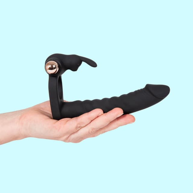 VuxenDouble Penetrator Med Uppladdningsbar Guldfärgad Vibrator – Bästa med klitorisstimulering – dubbeldildo bäst i test 2026