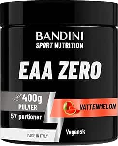 Bandini® EAA 400 g Pulver, Med 9 fermenterade och förädlade essentiella aminosyror BCAA 2:1:1, Essentiellt aminopulver, Muskelåterhämtning, Intra Pre Post Workout, 100% vegan med smak av vattenmelon