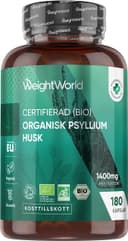 Ekologiskt psylliumskal 1400 mg per portion - 180 veganska kapslar - 3 månaders förbrukning - Psylliumskal - Glutenfritt & icke-GMO - Certifierat ekologiskt psylliumskalpulver från WeightWorld