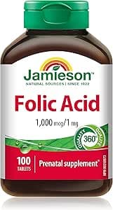 Jamieson Folic Acid 1000mcg 100's 100 Tablets – Bäst i test – folsyratabletter bäst i test 2026
