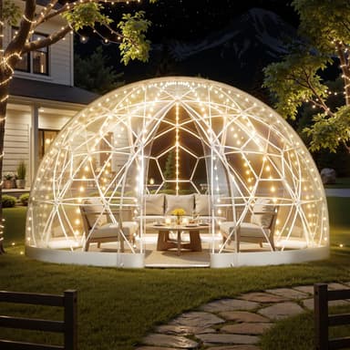VEVOR Trädgårdskupol Igloo, 3,7 x 2,2 m utomhus klart bubbeltält för 4–7 personer, väderbeständig geodesisk kupol växthus med fönster, PVC-Igloo-tält för uteplatser i trädgården, campingfest bröllop