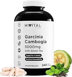 Garcinia Cambogia 5000 mg. 240 veganska kapslar för 4 månaders behandling. Naturlig Garcinia Cambogia 60% HCA med naturligt Grönt Te. Tillverkad i Europa av HIVITAL – Bäst i test – garcinia cambogia bäst i test 2026