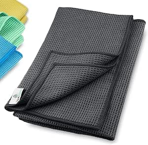 ELEXACLEAN Torkduk i mikrofiber (2 stycken, 60 x 40 cm, antracit) supermjuk kvalitet för bil, glas, kök, porslin, badrum