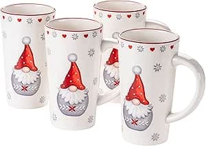 MÄSER 931973 serie Aurela julkoppar set om 4 stycken 60 cl, julservis koppar som kaffekoppar, glödvinkoppar eller punschkoppar till jul, stengods, röd/vit/grå – Bäst i test – glöggmugg bäst i test 2026