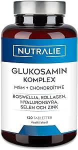 Glukosamin Kondroitin och MSM Kollagen med Hyaluronsyra, Boswelia, Selen och Zink – 120 tabletter Glukosamin Komplex Nutralie – Bäst i test – glukosamin bäst i test 2026