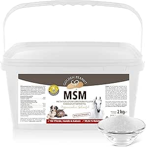 Golden PEANUT MSM metylsulfonylmetan pulver 2 kg för djur, renhetsgrad 99,92 %, organisk svavelförening, utan bulthjälpmedel