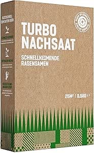 GardenGloss Snabbgroende Gräsfrön Sommar 0,5 kg - Made in Germany - Räcker till 25m2 - Turbo-gräsfrö för Över- och Nysådd - Perfekt för Rabatter och Gräsmattor