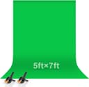 EMART grön skärmbakgrund, 1,5 x 2 m/5 x 7 fot polyester grönskärm tyg inkluderar 2 fjäderklämmor, krom-nyckel för zoom fotoshoot intervju livestreaming