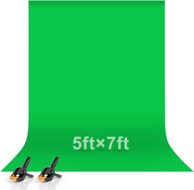 EMART grön skärmbakgrund, 1,5 x 2 m/5 x 7 fot polyester grönskärm tyg inkluderar 2 fjäderklämmor, krom-nyckel för zoom fotoshoot intervju livestreaming – Bäst i test – green screen bäst i test 2026