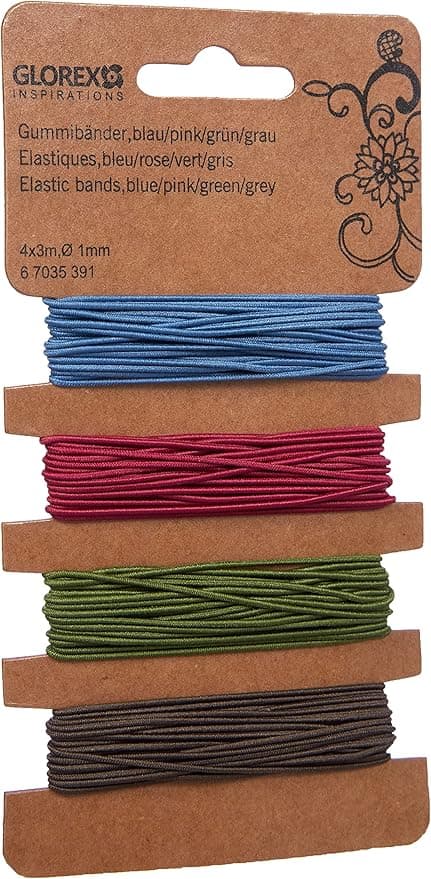 GLOREX 6 7035 391 gummiband, 4 x 3 m Ø 1 mm blå/rosa/grön/grå, flerfärgad, en storlek – Bäst i test – gummisnodd bäst i test 2026