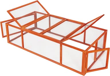 tectake 801082 XXL kaninstall med frihjul, utomhushage av trä och metallgaller, kaninhage med 4 dörrar, 181 x 90 x 48 cm (brun | nr 404403)