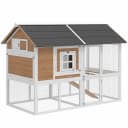 Hönshus med fågelholk & hönsgård, grått, hus med utdragbar bottenlåda