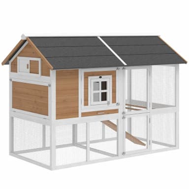 Hönshus med fågelholk & hönsgård, grått, hus med utdragbar bottenlåda