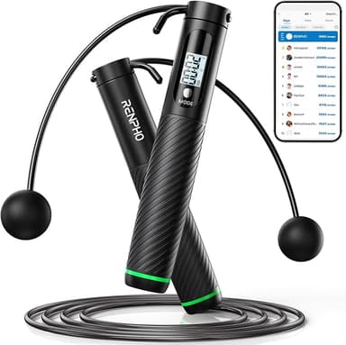 RENPHO Smart Hopprep Med Räknare, Justerbart För Fitness, APP Dataanalys, Träningsutrustning För Kvinnor Män Vuxna Barn, Kaloriebränning, Boxning, Gym, MMA