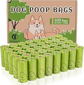 AiTodos® 600 st Hundbajspåse, Majsdoppmix PET (Polyeten + Biologiskt Nedbrytbart Material), Semibiologiskt Nedbrytbar Hundbajspåse, På resande fot - 31x22,5cm - Grön (40 Rullar à 15) – Bäst i test – hundbajspåsar bäst i test 2026