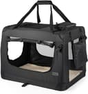 lionto Transportbur vikbar för resa & bil, 90x61x65 cm, stabil bur med bärhandtag & filt för katter & hundar upp till 22 kg, robust tygbur för små & stora husdjur, svart