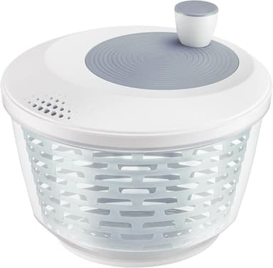 Westmark Salad Spinner – Idealisk för att tvätta, snurra och servera sallad, platsbesparande salladsskål med lock och hällpip, halkfri, 4,4 l – plast, BPA-fri