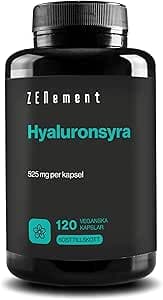 Hyaluronsyra, 525 mg per kapsel, 120 Veganska Kapslar | Högkoncentrerad | Vegan, Icke-GMO, Glutenfri, GMP | Zenement – Bäst i test – hyaluronsyra kosttillskott bäst i test 2026