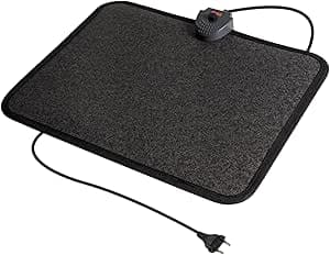 Mi-Heat infraröd värmematta 40x50cm fotpedal termostat 4 värmenivåer upp till 45°C fast temperatur 3 timmars timer halkfri rygg elektrisk PVC värmematta lätt att rengöra