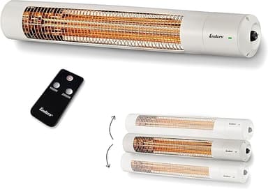 Enders Väggvärmare, Oxeo White, elektrisk radiator, värmesvamp, halogenstrålkastare, infraröd strålningsvärme, 3 effektinställningar upp till 2 000 W, fjärrkontroll och väggfäste, lutningsvinkel