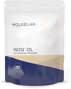 MoleQlar Myo-inositolpulver 300 gram – certifierad och ren inositol med stabil tyghalt – 5 gram per portion – lager i 60 dagar