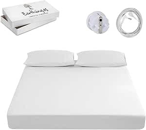 Earthing Grounding lakan av ekologisk bomull med silverfiber – jordanslutning med kabel och adapter – stressreducering, bättre sömn och förnyad energi (150 x 200 x 30 cm)