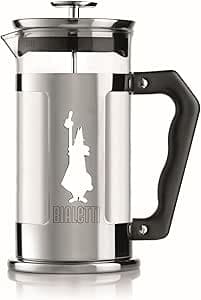 Bialetti Preziosa kaffepress, fransk pressfilter för kaffe eller te, rostfritt stålkropp och borosilikatglasbehållare, diskmaskin säker, 350 ml, för 3 koppar