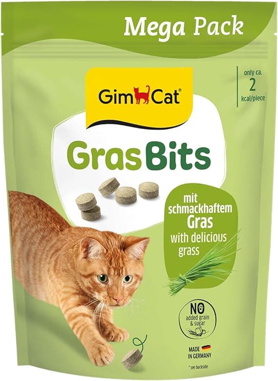 GimCat Gräsbits – spannmålsfri och vitaminrik kattmellanmål med äkta gräs – 1 påse (1 x 425 g) – Bäst i test – kattgräs bäst i test 2026