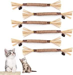 Kattmyntapinnar, 6 stycken, tuggpinnar för katter, för tandvård och mot dålig andedräkt, naturliga och säkra kattpinnar, tuggleksak – Bäst i test – kattleksak bäst i test 2026