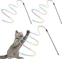 Molain Kattstav regnbågsleksak, 3 st regnbågsbandspö för kattungar träning, regnbågsband katttroll, interaktiv kattspön, pinne leksak för kattunge katttränare som leker (30 cm)