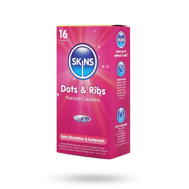 SkinsSkins Dots & Ribs Kondomer 16-pack – Bästa för känsla – knottriga kondomer bäst i test 2026