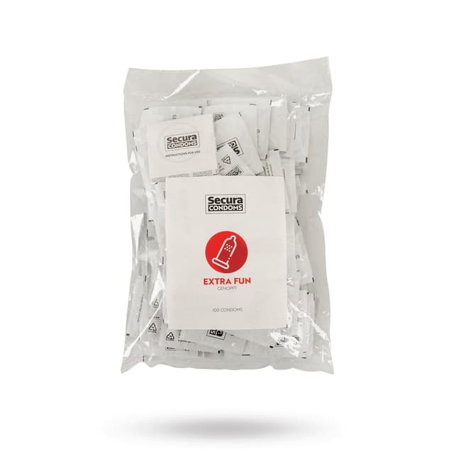 -18%SecuraExtra Fun 100-pack Kondomer – Bästa storpack – knottriga kondomer bäst i test 2026