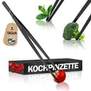 4smile kockpincett – matlagningsincett rostfritt stål i svart, 30 cm lång, spetsig kökspincett – pincettkök, camping, BBQ, grillpincett för matlagning, stekning, bakning, tillagning, dekoration