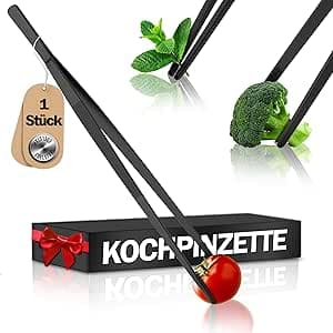 4smile kockpincett – matlagningsincett rostfritt stål i svart, 30 cm lång, spetsig kökspincett – pincettkök, camping, BBQ, grillpincett för matlagning, stekning, bakning, tillagning, dekoration
