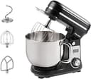 Bestron Patissierrobot, supertyst konditorrobot (65 dB), 4-i-1 köksrobot, 6 liters skål, inklusive degkrok, visp och platt mixer, 6 hastigheter + pulsfunktion, matt svart