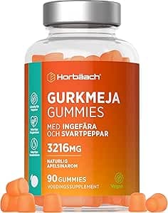 Gurkmeja Ingefära och Piperin | 90 Veganska Gummies | Gurkmeja Extrakt Curcumin och Piperin Kosttillskott | Svart Peppar Tillagg | Hög dos | Turmeric Ginger Black Pepper Supplement | av Horbaach – Bäst i test – kosttillskott för levern bäst i test 2026