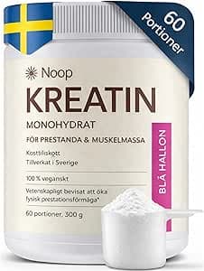 Noop Kreatinmonohydrat 300g Blue Raspberry - Mikroniserat Kreatinpulver för Styrka, Muskeluppbyggnad & Återhämtning - Veganskt, Glutenfritt Kosttillskott - Tillverkat i Sverige (Blue Raspberry)