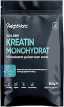 Kreatin Monohydrat Pulver 500 g – 165 portioner – Veganskt, glutenfritt och GMP-godkänt – Mikroniserat kreatinmonohydratpulver – Lätt att blanda – Från WeightWorld