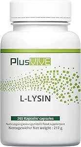 Plusvive L-Lysin 365 kapslar – hög dos med 1 000 mg per daglig dos, från fermentering, laboratorietestad och vegansk – Bäst i test – l-lysin bäst i test 2026