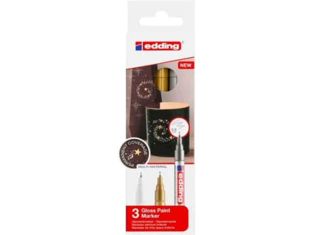 edding 780 glansig lackmarkör – guld – förpackning med 1 lackmarkör – extra fin rund spets 0,8 mm – lackpenna för glas, sten, trä, plast och papper – vattentät, starkt täckande, mycket tunn – Bäst i test – lackpenna bäst i test 2026