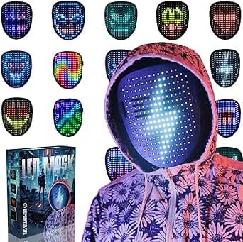 Depointer Life LED-mask med gestigenkänning, LED-upplyst ansiktsförvandlingsmask för kostym, cosplay, fest, maskerad