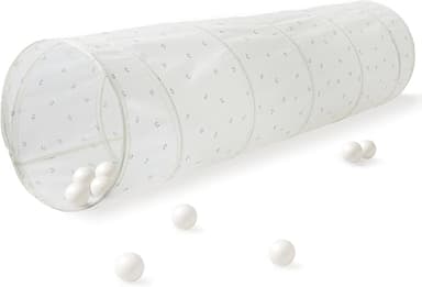 3 groddar lektunnel för barn – pop-up hopfällbara tunnlar med återvunnet tyg – rolig kryptunnel för småbarn, baby, barn att krypa igenom, bruttomotorleksak för inomhuslek – blåbär elfenben