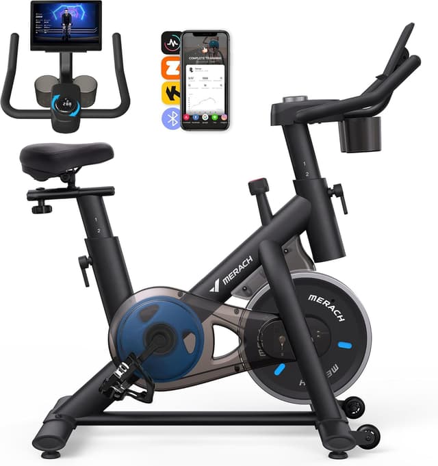 MERACH Hemmotionscykel, tyst professionell motionscykel med justerbart motstånd, LCD-skärm, bekvämt och stort säte, proprietär app, perfekt för hushållsarobik, lastkapacitet på 136 kg – Bäst i test – liggande motionscykel bäst i test 2026