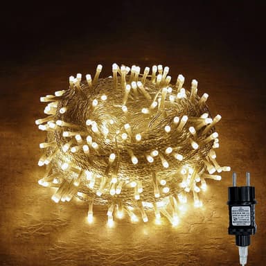 Gresonic LED-ljusslinga med 100/200/300/400 lysdioder, strömdriven med kontakt, för utomhus- och inomhusbruk, för trädgård, bröllop, jul, fest (Varm vit, 200 lysdioder)