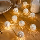 Led-ljusslinga, Metallkulor, Vit, 10 Ljus