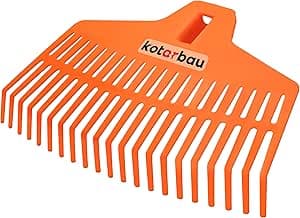 KOTARBAU® Trädgårdskratta - Plast - 37 cm - Orange - Lövräfsa - Robust Räfsa - Lövkratta - Plastkratta Trädgårdsräfsa - Kratta - för Höstlöv - utan Skaft