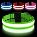 AUAUY Uppladdningsbart LED-hundhalsband med typ-C-port, justerbart LED-hundhalsband med 3 belysningslägen, vattentät, för små, medelstora och stora hundar