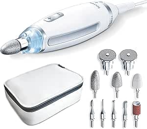 Beurer MP 62 manikyr/pedikyrset, elektrisk nagelfil med 10 högkvalitativa nagelvårdstillbehör, LED-ljus, steglös hastighetskontroll, med förvaringsväska – Bäst i test – manikyrset bäst i test 2026