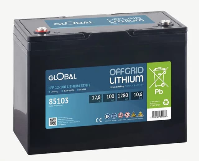 Global LiFePO4 Batteri 12,8V 100Ah Bluetooth med Värme – Bäst i test – marinbatteri bäst i test 2026